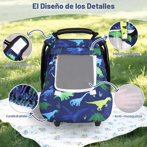 Vista 4 de TANOFAR - Funda para asiento de coche de bebé a prueba de viento, capota para asiento de coche infantil de 3D con lunares de visón y ventana