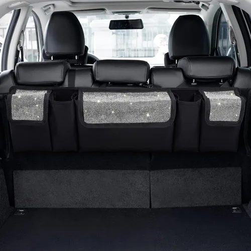 Vista 8 de eing Organizador de maletero de auto y almacenamiento, organizador colgante para asiento trasero para SUV, camioneta, MPV, impermeable, bolsa