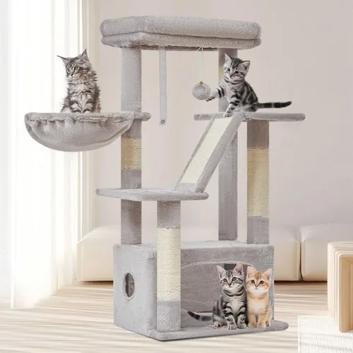 Vista 9 de Taoqimiao - Árbol para gatos, torre de 38.5 pulgadas para gatos de interior, adecuada para gatitos con lujoso condominio para gatos con cestas
