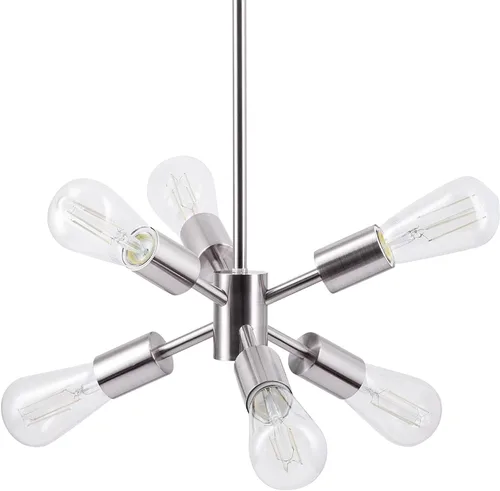Vista 13 de Linea di Liara Stella - Lámpara Sputnik mediana negra de mediados de siglo, moderna lámpara de araña de techo Sputnik, lámpara colgante Starburst