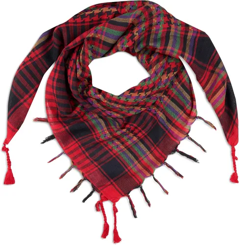 Vista 20 de LOVARZI Shemagh Cottons Arab Keffiyeh - Bufanda militar táctica para cabeza y cuello