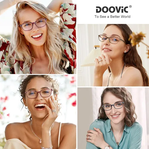 Vista 2 de DOOViC 4 Pack Computer Reading Glasses for Women Blue Light Blocking Spring Hinge Stylish Readers for Women