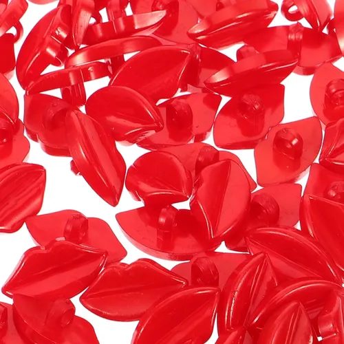 Vista 3 de EXCEART Botones de costura de plástico en forma de labio, 100 piezas de botones rojos para manualidades, decoración de ropa y fabricación de muñecas