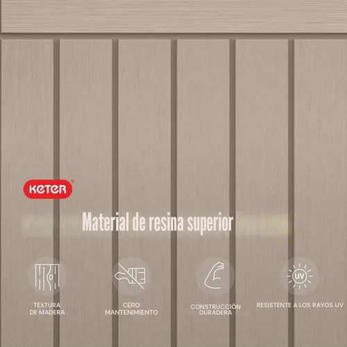 Vista 8 de Keter Store-It-Out MIDI - Cobertizo de almacenamiento de resina para exteriores, gabinete horizontal resistente a la intemperie para botes de Beige