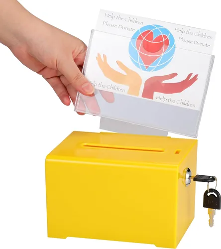 Vista 9 de Adir - Caja de sugerencias con ranura y candado, caja de donación acrílica para recaudación de fondos, caja de dibujo para rifa, caja de recaudación