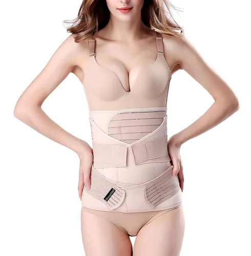Vista 2 de ChongErfei Soporte posparto 3 en 1 – Cinturón de recuperación para vientre/cintura/pelvis, faja adelgazante + cinturón de maternidad, banda