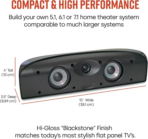 Vista 4 de Polk Audio TL1 Altavoz de Canal Central, Altavoces Centrales para Cine en Casa (Cada uno, Negro)