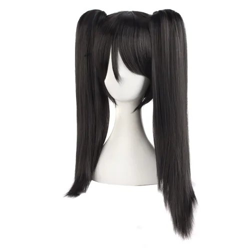 Vista 3 de MapofBeauty 20 pulgadas/19.7 in doble cola recta pelo Cosplay pelucas (negro)