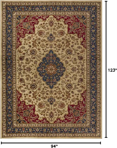 Vista 2 de Kirsten - Alfombra rectangular tradicional oriental marfil, 8 x 10 pies Rojo