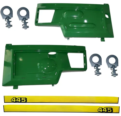 Vista 2 de Nuevo LH & RH Paneles laterales/Juego de calcomanías/Panel de retención Clip Kit Reemplaza AM128982 AM128983 M130322 M130323 Compatible con John