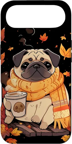 Vista 27 de Pug Fall Autumn Leaves Pumpkin Spice Latte Dog Kawaii Case for iPhone 17
