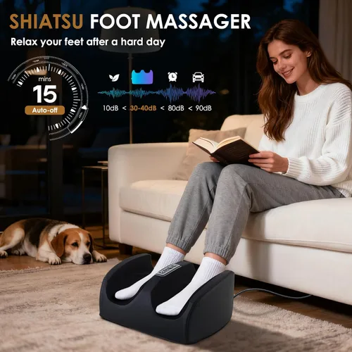 Vista 5 de Masajeador de pies con calor, masajeador eléctrico de pies y pantorrillas con rodillo, masaje de tejido profundo para fascitis plantar, neuropatía