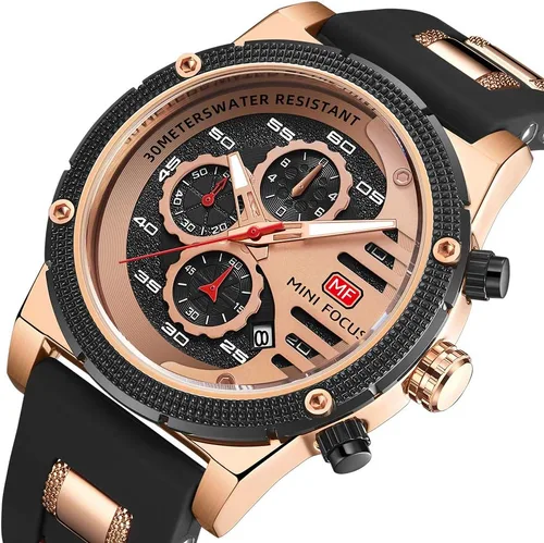 Vista 2 de KXAITO Relojes para hombre, reloj cronógrafo deportivo militar, resistente al agua, correa de cuero de silicona luminosa, relojes casuales