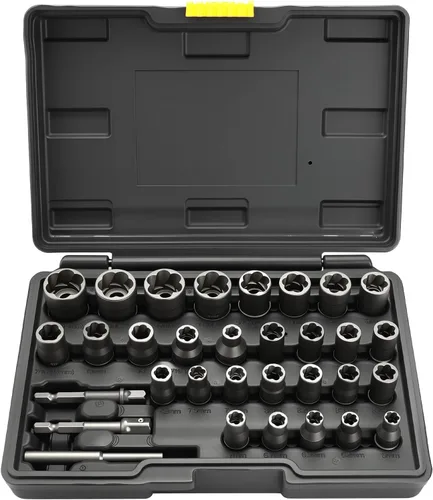 Vista 11 de Eapele Juego de extractor de tornillos, enchufes giratorios para removedor de tuercas peladas, se ajusta a unidad cuadrada de 3/8 pulgadas