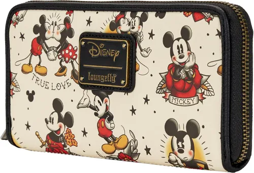 Vista 2 de Loungefly Disney Mickey and Minnie Mouse Tattoo Art - Cartera de piel sintética Multi