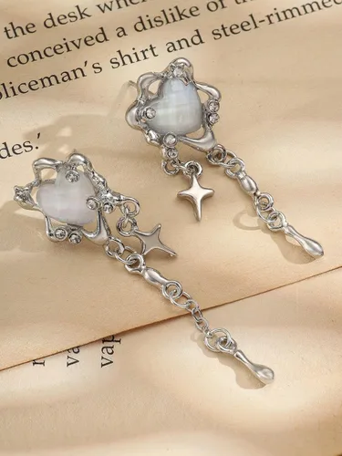 Vista 6 de Sacina Aretes góticos de corazón, aretes góticos, aretes góticos, aretes punk, joyería gótica, regalo de joyería de Halloween, Navidad, Año Nuevo