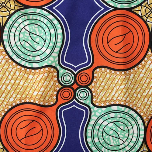 Vista 6 de Vestido de princesa africana Dashiki con tirantes 3D para niñas y niñas pequeñas (naranja, 6-7 años)