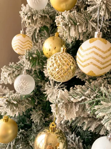 Vista 3 de 16 piezas Adornos de árbol de Navidad - Juego de adornos de bola de Navidad dorados para Navidad, festividades, coronas y decoraciones de fiesta