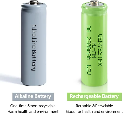 Vista 6 de Baterías AA recargables NIMH 1.2V doble A 2200mAh batería paquete de 8 para luces solares al aire libre, cadena de luz de batería, controles remotos