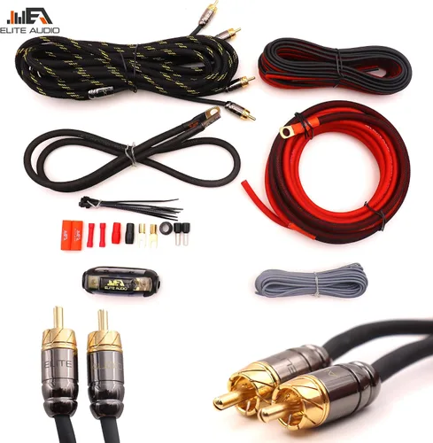 Vista 6 de Elite Audio EA-PROK8 + EA-PRO617 Pro Series Kit de cableado de amplificador con combo RCA de 6 canales, 1000 W de potencia máxima, 8GA, cable