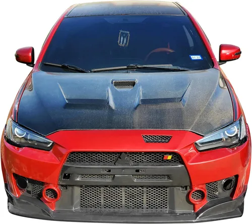 Vista 9 de Conversión de parachoques delantero compatible con MITSUBISHI LANCER 2008-2015, kit de carrocería de conversión de cubierta de parachoques negro PP