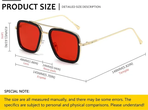 Vista 4 de SHEEN KELLY Gafas de sol cuadradas clásicas para hombre y mujer, estilo vintage, rectangulares, con marco de metal, gafas de piloto retro, 15