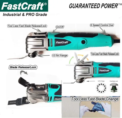 Vista 4 de Herramienta oscilante/multiherramienta – FastCrat PRO Modelo JD2545U-K con cable de alta gama 5 años de garantía 5.0A nominal pico 2.4A/sin llave/6