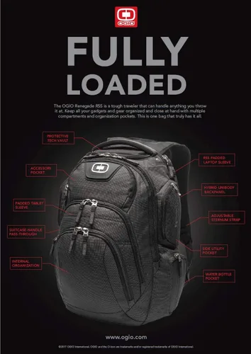 Vista 4 de Mochila Renegade para computadoras portátilestabletas de Ogio con RSS, negro, L