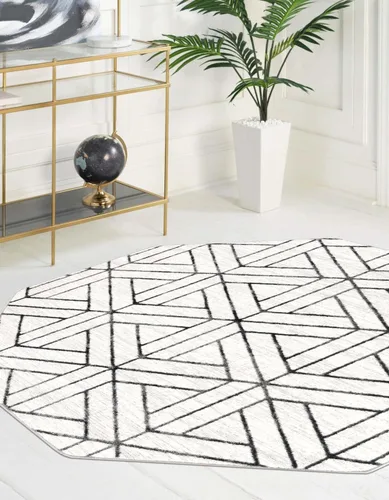 Vista 12 de Unique Loom Matrix Trellis Collection - Alfombra de área, diseño (2 pies x 6 pies 1 pulgada, color azul/marfil)