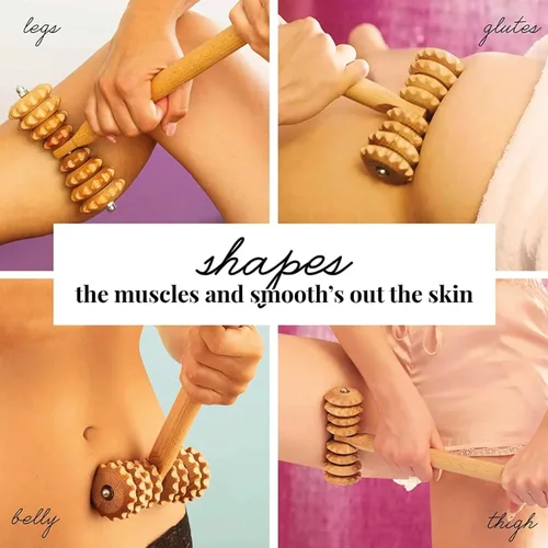 Vista 5 de tuuli Accesorios Maderotherapy Set de madera masajeador Rodillo trasero Celulitis Dispositivo de drenaje linfático Copa sueca