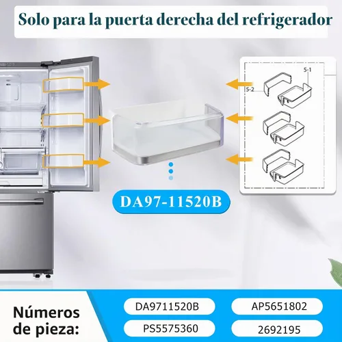 Vista 2 de DA97-11520B Contenedor para puerta de refrigerador compatible con estante