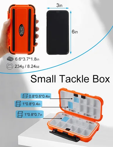 Vista 2 de Hlotmeky Pequeña caja de aparejos para kayak, caja de señuelos de pesca impermeable, almacenamiento de terminales, organizador de anzuelos de pesca