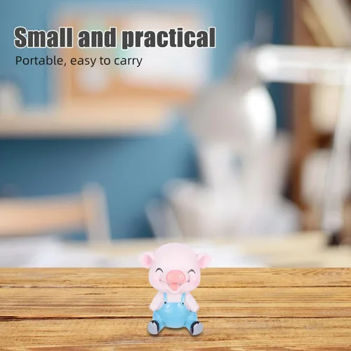Vista 9 de EXCEART Adorno de cerdo con forma de cabeza de bobblehead, decoración de cerdito tembloroso para tablero de instrumentos de automóvil, escritorio