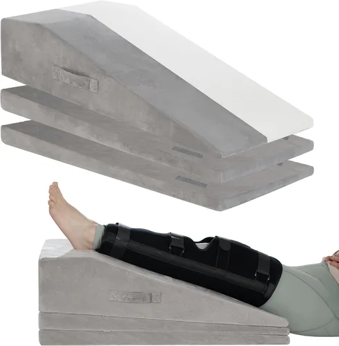 Vista 8 de Almohada de cuña para dormir, almohada de cuña para cama después de la cirugía, almohada de espuma viscoelástica de 2 alturas para elevación