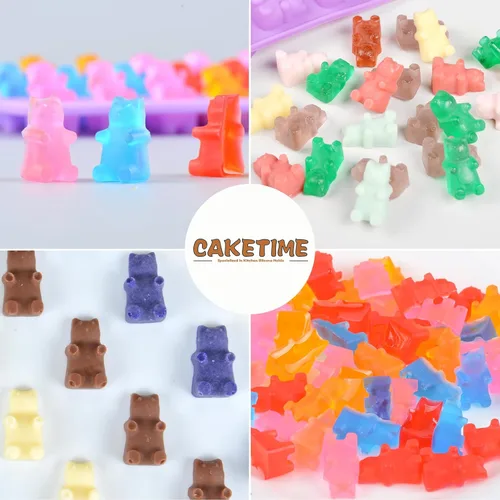 Vista 5 de Moldes de Gomitas de Oso de Silicona para Dulces – Moldes de Gomitas de Chocolate de Tamaño Mini con 2 Goteros de Silicona Antiadherente de Grado