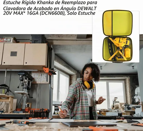 Vista 6 de khanka Estuche rígido de repuesto para DEWALT 20V MAX* acabado clavador en ángulo 16GA (DCN660B), solo funda