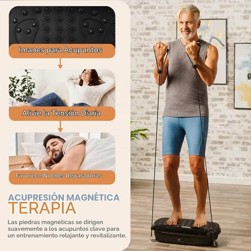 Vista 2 de Lifepro HexaPlate Lite Compact Vibration Plate with Magnetic Acupoints 10 Preset Programs, 99 Speed Levels, Resistance Bands — Vibrating Plate for