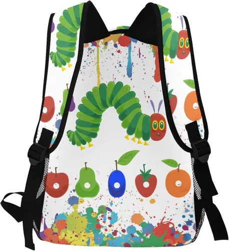 Vista 4 de OIUCANP Mochila The Very Hungry Caterpillar, mochila informal de viaje para hombres y mujeres, bolsa de deportes al aire libre multifunción, Negro