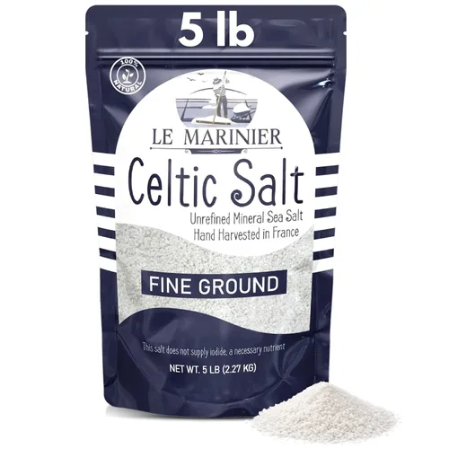 Vista 9 de Le Marinier Sal marina celta orgánica molida fina, 1.1lb - 18oz. Rica en minerales. 100% natural y sin refinar. Sal marina francesa orgánica