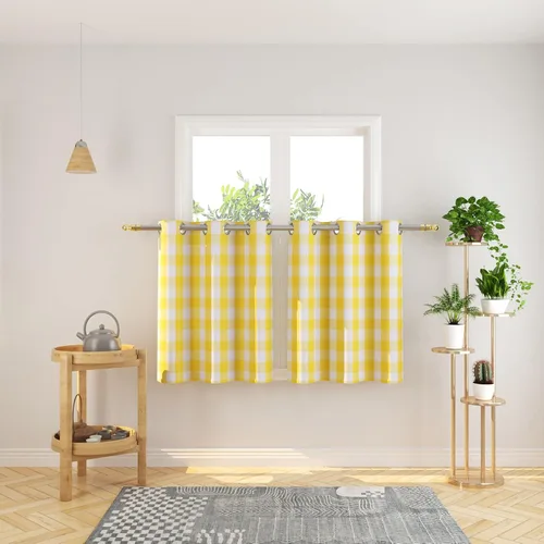 Vista 138 de Cortinas de 24 pulgadas de largo con diseño Buffalo Check Gingham Plaid para ventanas de cocina y baño, tratamiento para ventanas con 2 paneles