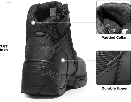 Vista 4 de NORTIV 8 Mens Military Tactical Work Boots Side Zip Outdoor Hiking Leather Motorcycle Combat Boots