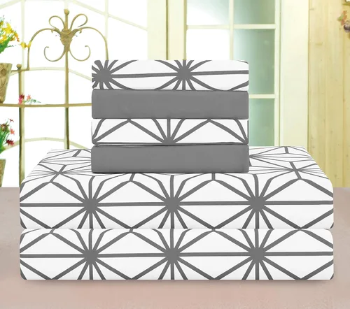 Vista 2 de Elegant Comfort Genevieve Cube Collection - Juego de sábanas de 6 piezas, bolsillo profundo de 1500 hilos, resistente a la decoloración, las manchas