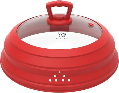 Vista 11 de Tapa protectora de salpicaduras de vidrio ventilado para microondas, con silicona plegable para alimentos como placa de cubierta de olla de 10.8