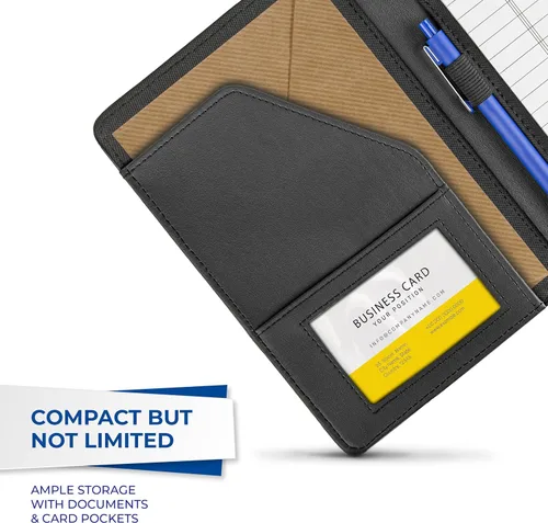 Vista 7 de Samsill (71730) Portafolios de cuero con costuras de contraste, tamaño pequeño, cuaderno para escribir de 5 x 8 pulgadas, negro, Negro