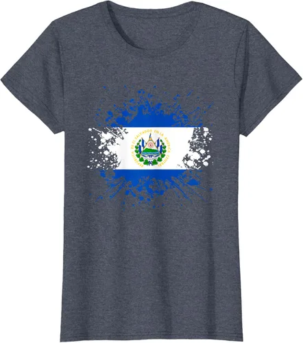 Vista 7 de Camiseta Salvador Patrimonio de la Familia Salvadoreña País Bandera de El Salvador, Negro