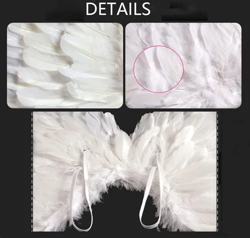 Vista 3 de 3 piezas de alas de ángel del diablo y varita mágica aureola, alas de plumas de hada, Halloween, Navidad, cosplay, disfraz para niños y adultos
