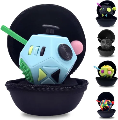 Vista 13 de PILPOC theFube Cubo Fidget con 12 lados - Juguetes prácticos para la ansiedad para niños y adultos - Dados fidget para aliviar el estrés