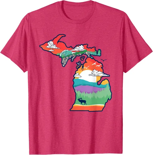 Vista 28 de Michigan Outside - Camiseta con ilustración artística