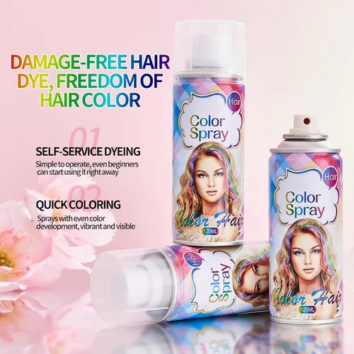 Vista 6 de Spray de color temporal para el cabello, tinte para el cabello rojo, tinte de cabello para mujeres, tinte temporal para el cabello, lavable, fácil