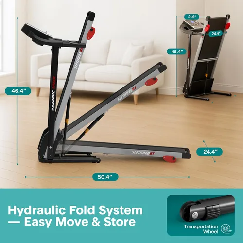 Vista 5 de SereneLife Treadmill with Incline & Handle Bars Compact Portable Walking Pad & Treadmill for Home/Apartment Wide Running Belt 40" x 16